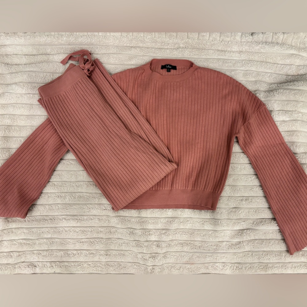 Lulus Ribbed Knit Cropped Sweater Set
